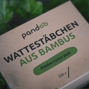 pandoo Wattestäbchen Plastikfreie Wattestäbchen aus Bambus und Bio-Baumwolle