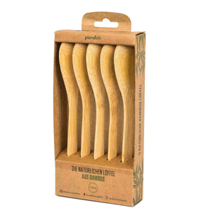 pandoo Besteck Löffel Besteck aus 100% natürlichem Bambus | 5er Set | Löffel, Messer oder Gabeln