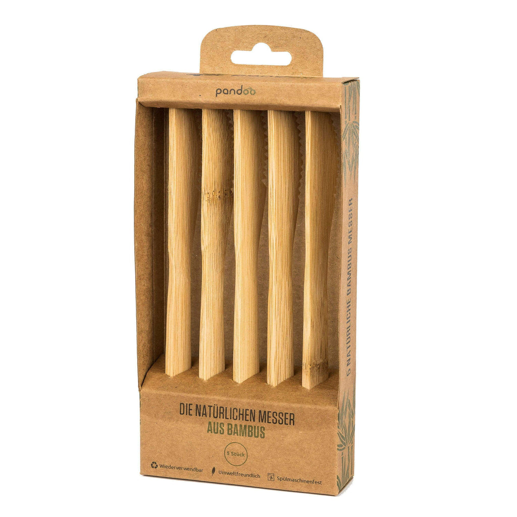 Besteck aus 100% natürlichem Bambus | 5er Set | Löffel, Messer oder Ga