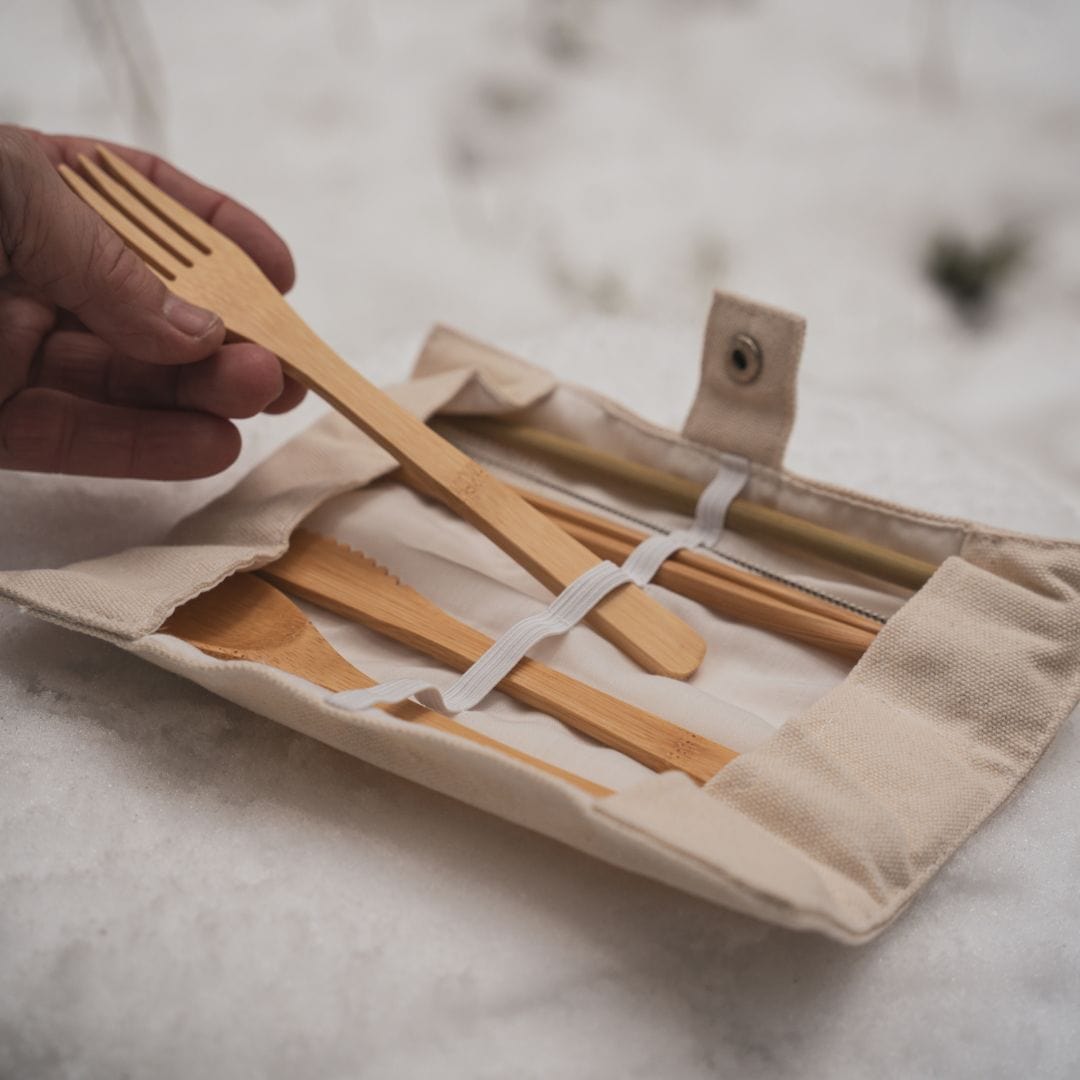 pandoo Besteck Set Bambus Picknick und Reise Besteck-Set