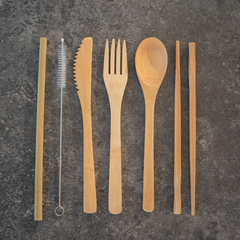 pandoo Besteck Set Bambus Picknick und Reise Besteck-Set