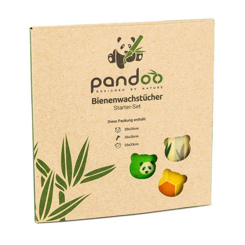 pandoo Bienenwachstuch Bienenwachstücher Starter Set (3 Größen) - Ersetzt Plastikfolie