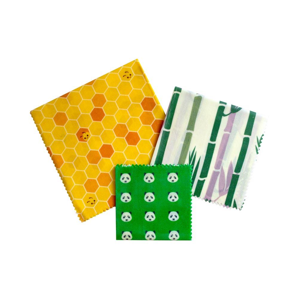 pandoo Bienenwachstuch Bienenwachstücher Starter Set (3 Größen) - Ersetzt Plastikfolie