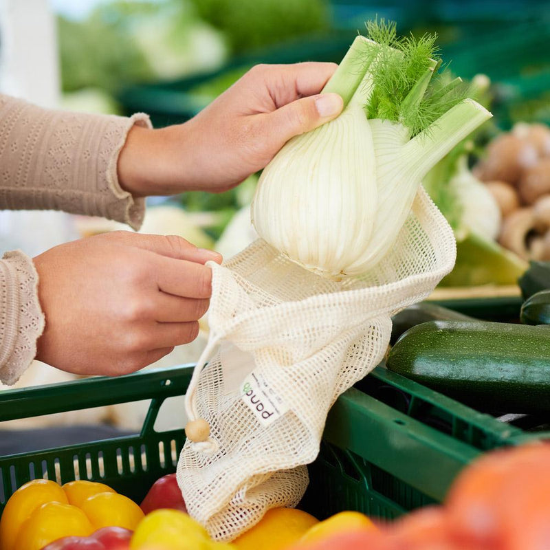 pandoo Gemüsenetz Obst- und Gemüsenetze | 3er- und 6er-Set | Bio Baumwolle