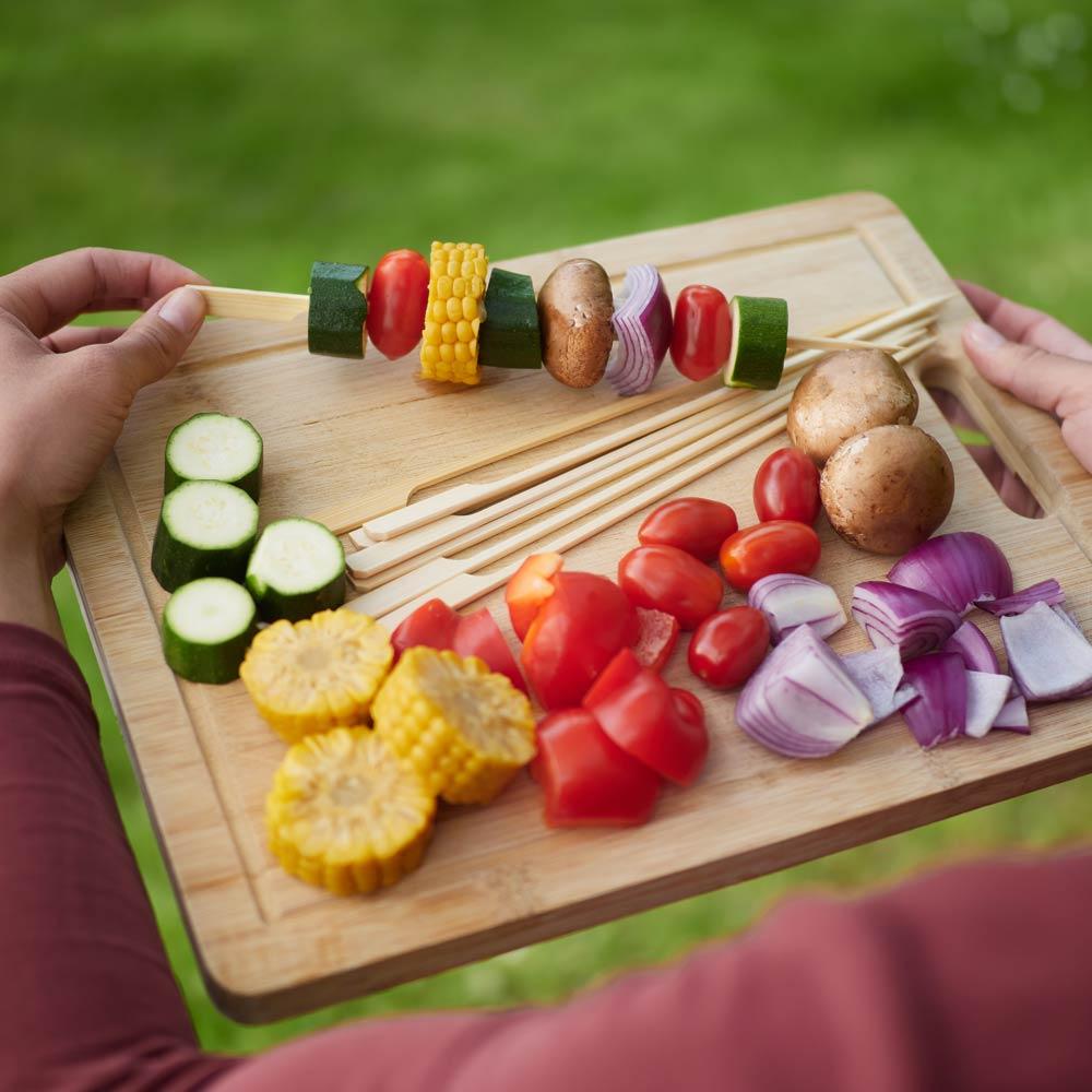 pandoo Grillstick 30 Grillsticks mit breitem Griff aus Bambus