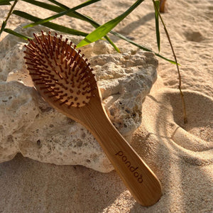 pandoo Haarbürste Bambus Haarbürste mit Naturborsten
