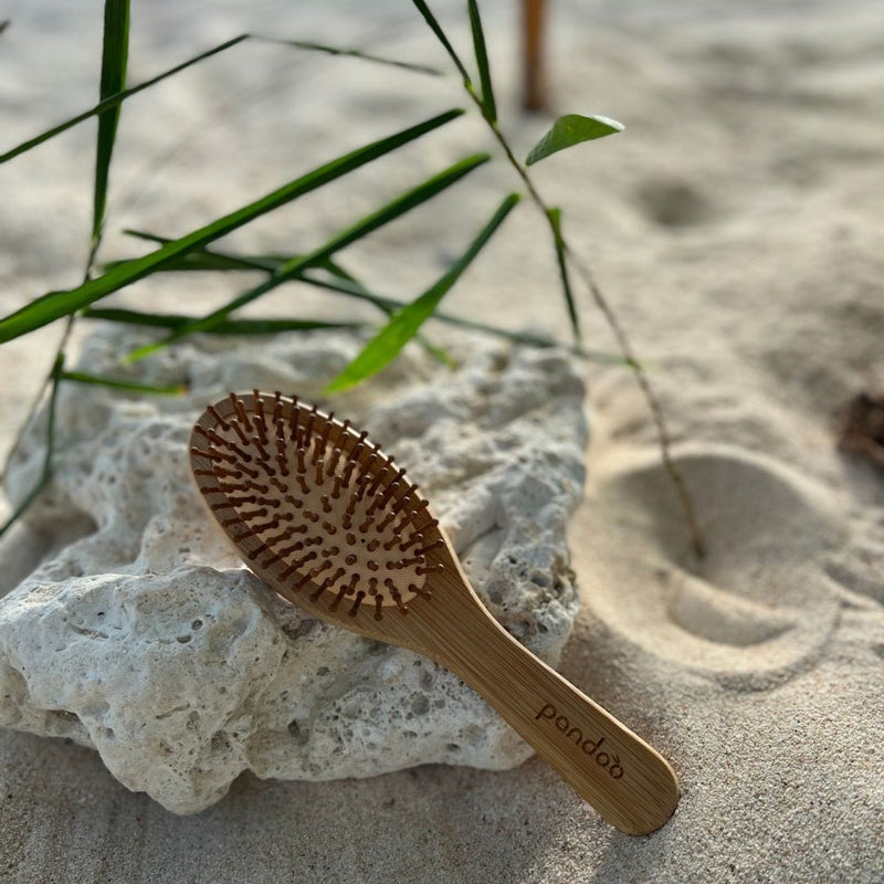 pandoo Haarbürste Bambus Haarbürste mit Naturborsten