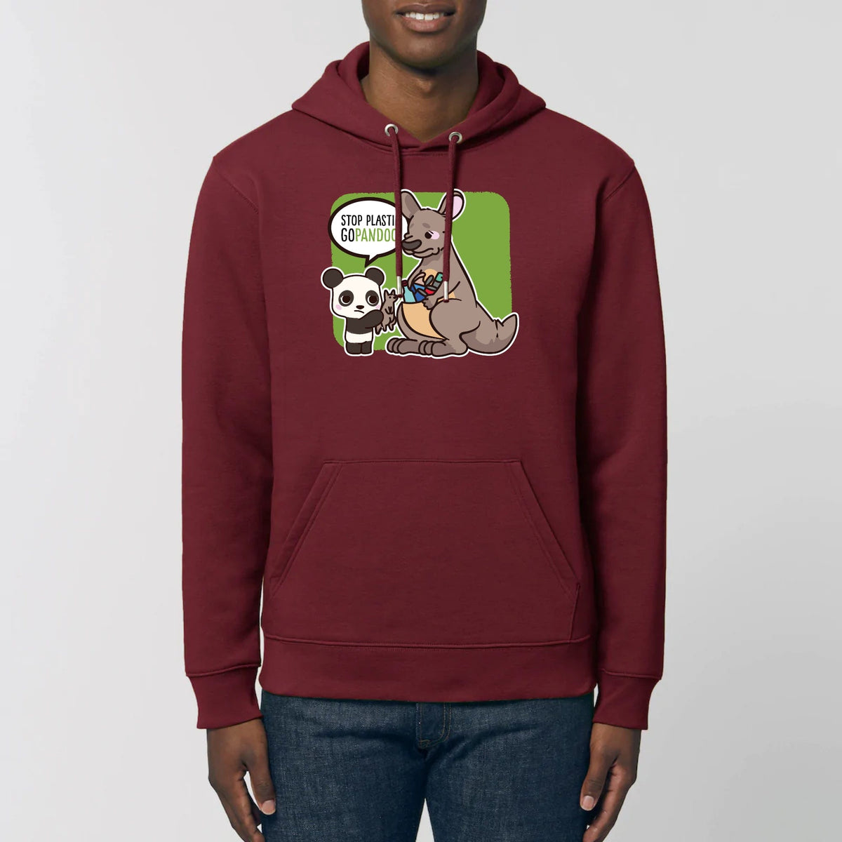 pandoo Hoodie - CRUISER - Stanley - DTG XS / Maroon Hoodie Stop Plastik aus Bio-Baumwolle | Unisex | Känguru