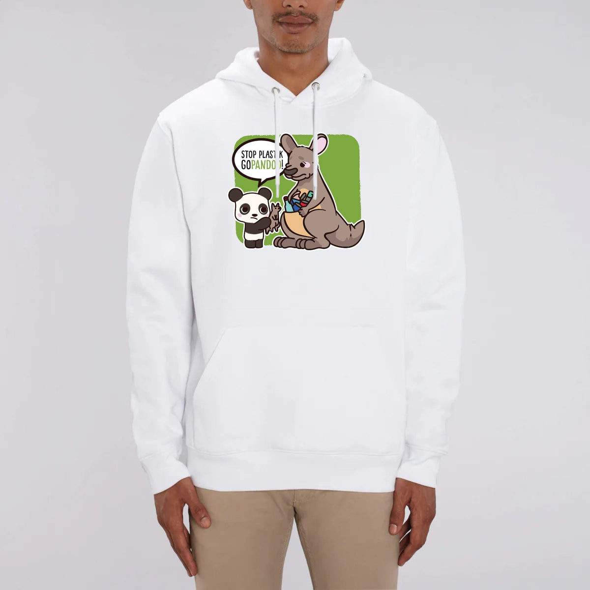 pandoo Hoodie - CRUISER - Stanley - DTG XS / White Hoodie Stop Plastik aus Bio-Baumwolle | Unisex | Känguru