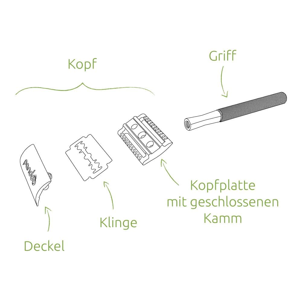 pandoo Rasierhobel Rasierhobel aus Bambus | inkl. 10 Klingen und E-Book | dünner oder breiter Griff