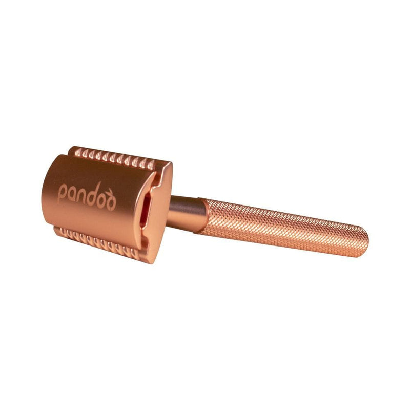 pandoo Rasierhobel Rasierhobel aus Metall | inkl. 10 Klingen und E-Book | Schwarz, Silver oder Rosé Gold