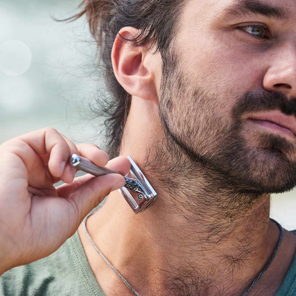 pandoo Rasierhobel Rasierhobel aus Metall | inkl. 10 Klingen und E-Book | Schwarz, Silver oder Rosé Gold