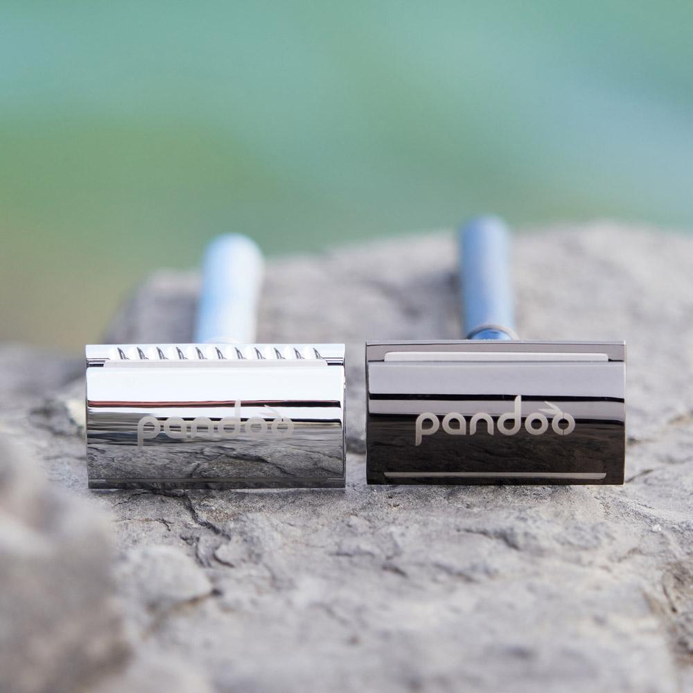 pandoo Rasierhobel Rasierhobel aus Metall | inkl. 10 Klingen und E-Book | Schwarz, Silver oder Rosé Gold
