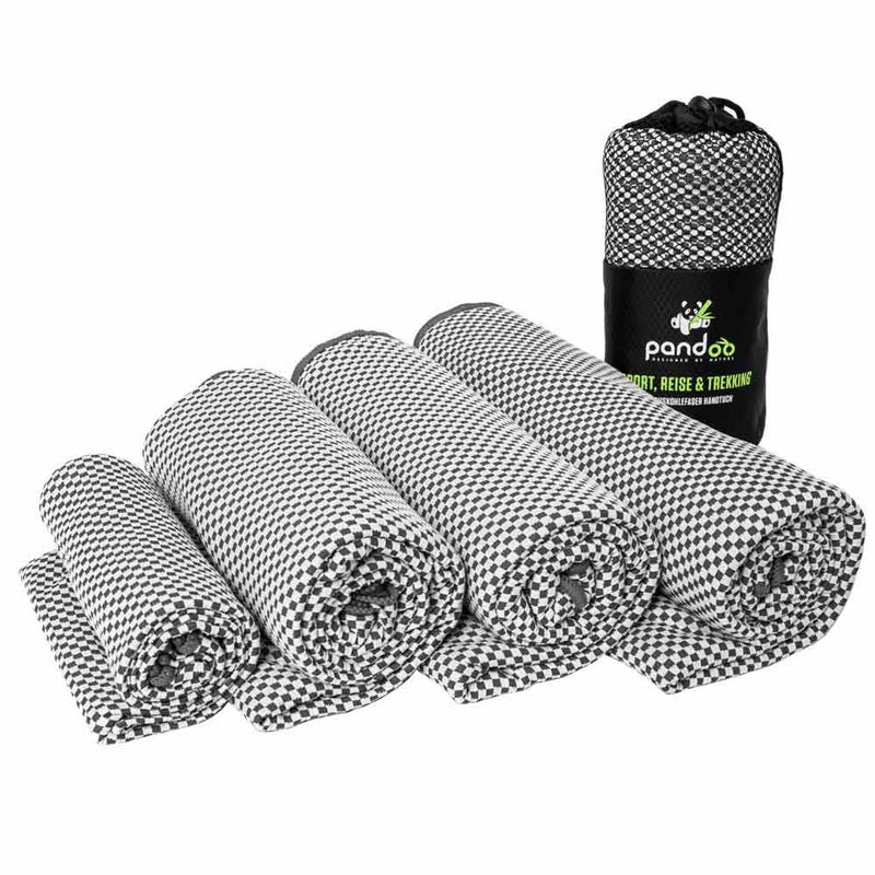 pandoo Reisehandtuch S - 80x40cm / Dunkelgrau Reisehandtuch mit Bambus Aktivkohlefasern