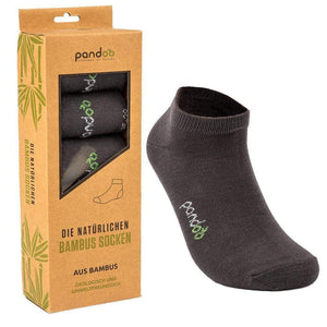 pandoo Socken 35 - 38 / Grau Bambus Sneaker Socken - 6er Pack