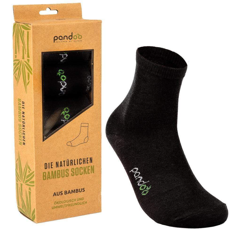 pandoo Socken 35 - 38 / Schwarz Bambus Sportsocken - 6er Pack