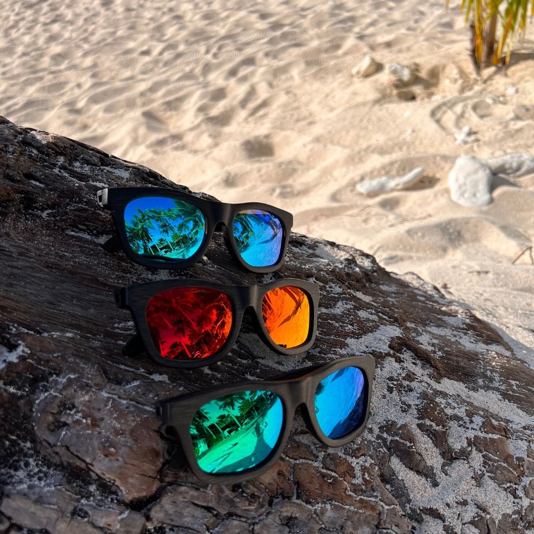 pandoo Sonnenbrille Bambus Sonnenbrille Unisex | polarisiert | UV400 | Blau | Türkis | Orange