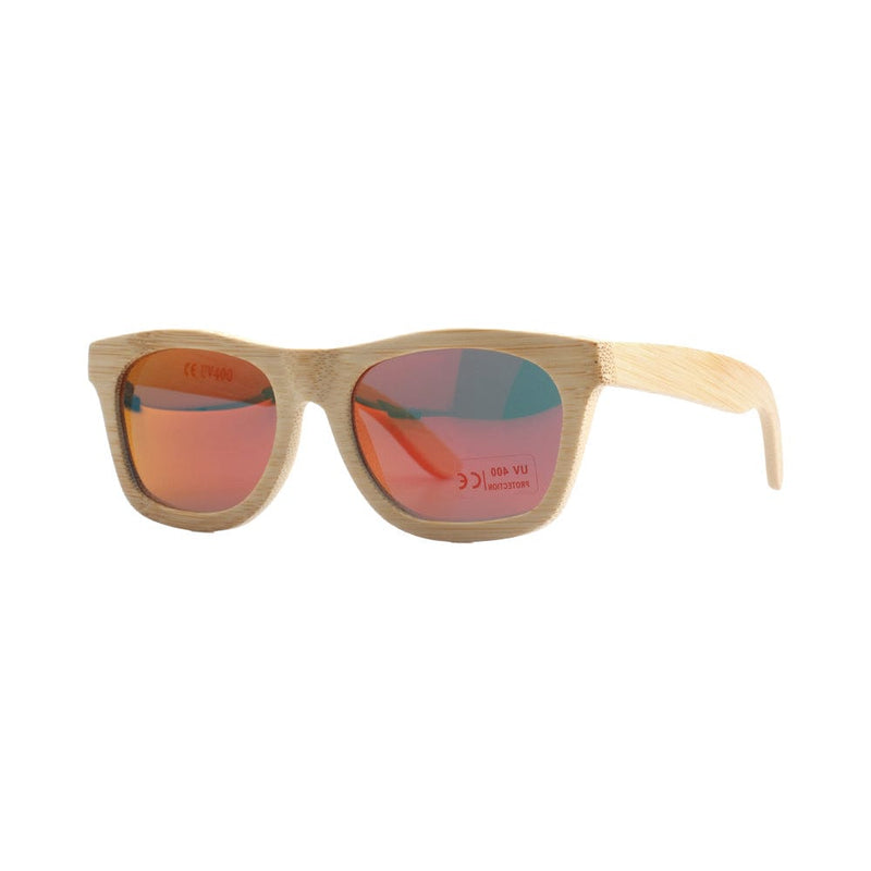 pandoo Sonnenbrille Heller Rahmen / Orange-polarisiert Bambus Sonnenbrille Unisex | polarisiert | UV400 | Blau | Türkis | Orange
