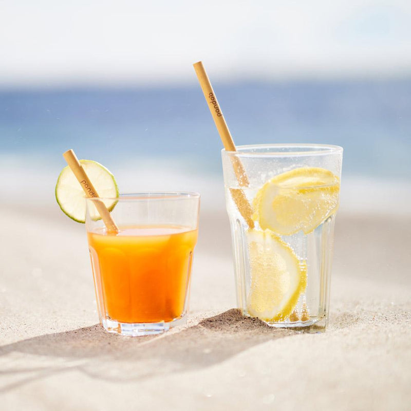 pandoo Strohhalm Plastikfreie Strohhalme aus Bambus - 100% Naturprodukt | Normale- und Cocktail-Größe