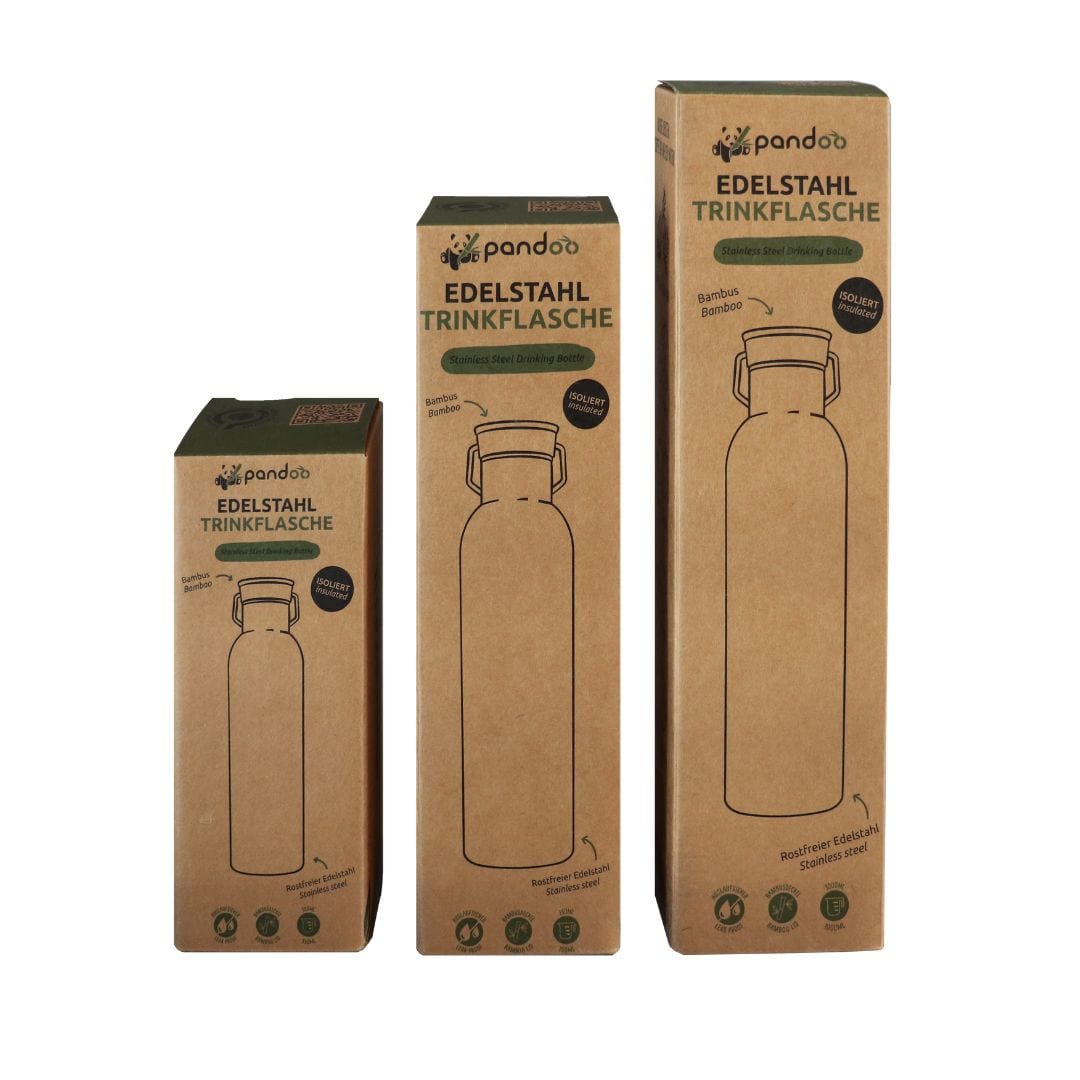 pandoo Trinkflasche Wiederverwendbare Edelstahl Trinkflasche | mit oder ohne Isolierung