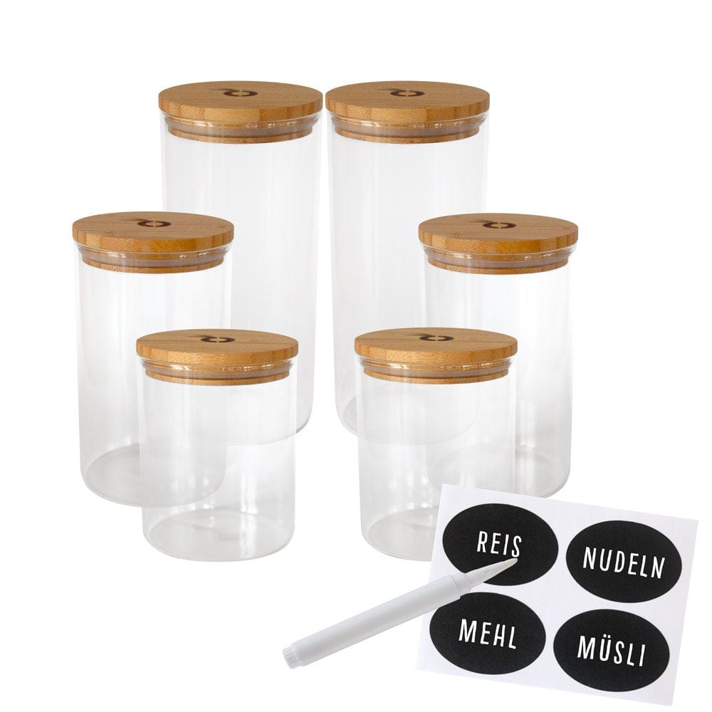 pandoo Vorratsgläser Set 3 (2x800ml - 2x1000ml- 2x1300ml) Vorratsgläser | Sets