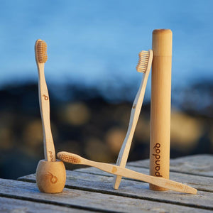 pandoo Zahnbürste Halter Zahnbürsten Halter aus Bambus