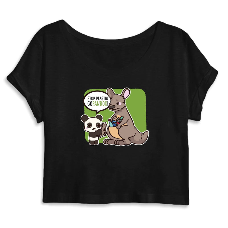 T-Pop Mantis - Crop top - DTG S / Black Crop Top aus Bio-Baumwolle | Känguru