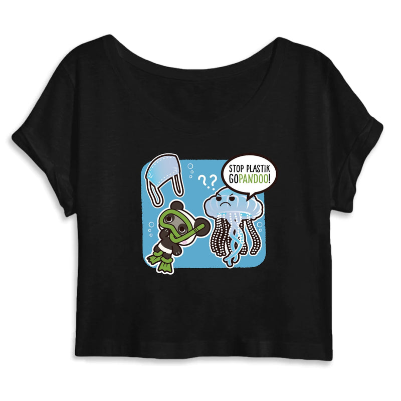 T-Pop Mantis - Crop top - DTG S / Black Crop Top aus Bio-Baumwolle | Qualle