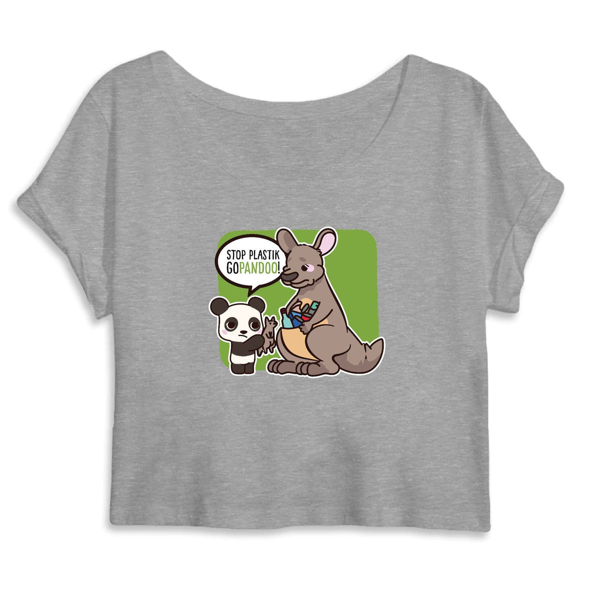 T-Pop Mantis - Crop top - DTG S / Grey Crop Top aus Bio-Baumwolle | Känguru