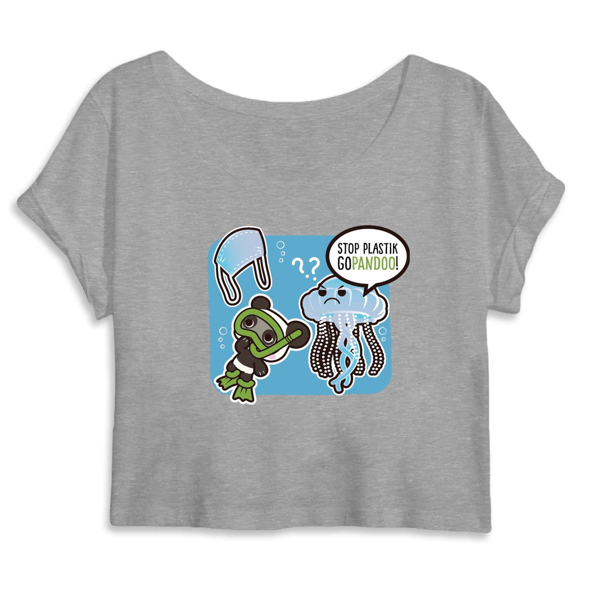 T-Pop Mantis - Crop top - DTG S / Grey Crop Top aus Bio-Baumwolle | Qualle