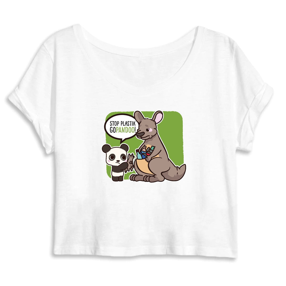 T-Pop Mantis - Crop top - DTG S / White Crop Top aus Bio-Baumwolle | Känguru