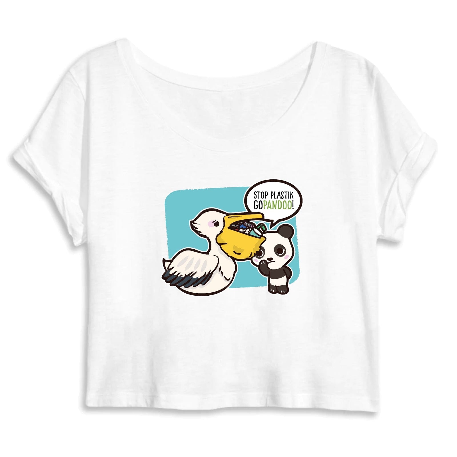 T-Pop Mantis - Crop top - DTG S / White Crop Top aus Bio-Baumwolle | Pelikan