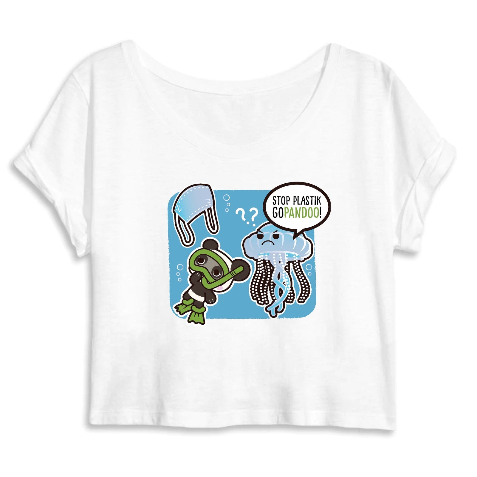 T-Pop Mantis - Crop top - DTG S / White Crop Top aus Bio-Baumwolle | Qualle