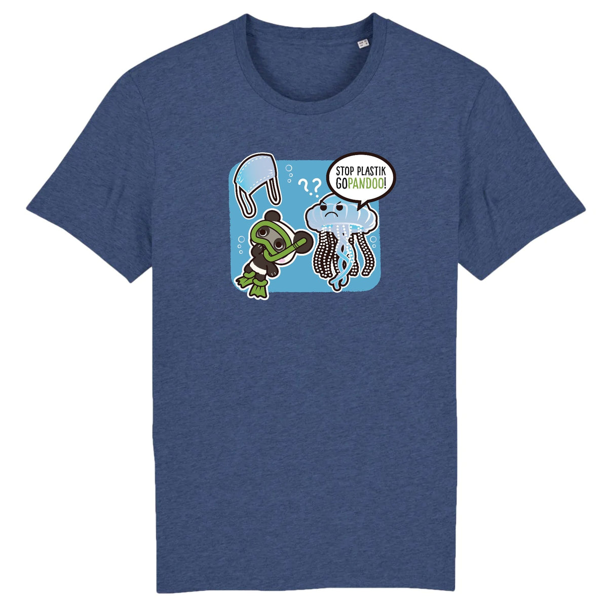 T-Pop Stanley/Stella Rocker - DTG XS / Indigo T-Shirt Stop Plastik aus Bio-Baumwolle | Unisex | Qualle