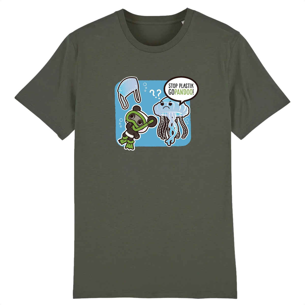 T-Pop Stanley/Stella Rocker - DTG XS / Khaki T-Shirt Stop Plastik aus Bio-Baumwolle | Unisex | Qualle